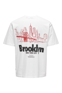 ONLY&SONS ONSKEANE RLX SS PRINT TEE NOOS bright white/brooklyn