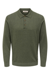 ONLY&SONS ONSLOUI REG 12 LS MEL POLO KNIT NOO: castor gray/melange