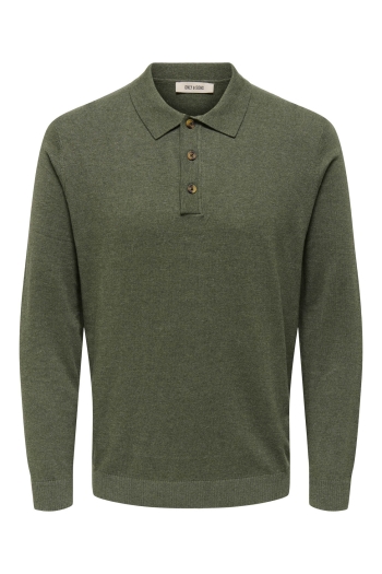 ONLY&SONS ONSLOUI REG 12 LS MEL POLO KNIT NOO:
