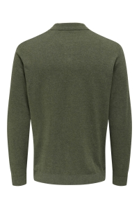 ONLY&SONS ONSLOUI REG 12 LS MEL POLO KNIT NOO: castor gray/melange