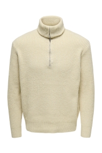 ONLY&SONS ONSFRAME RLX LS 1/2 ZIP HIGH NECK K: oatmeal