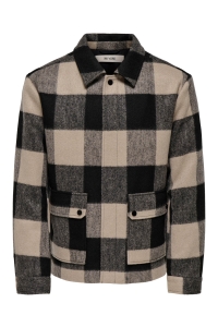 ONLY&SONS ONSCONNOR LIFE CHECK JACKET OTW silver lining/black