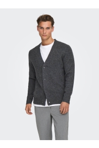 ONLY&SONS ONSRAY REG LS CARDIGAN KNIT FRML dark grey melange