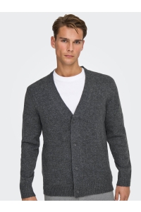 ONLY&SONS ONSRAY REG LS CARDIGAN KNIT FRML dark grey melange