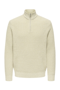 ONLY&SONS ONSJOIN REG LS HIGH NECK KNIT CAMP egret/moonstruck