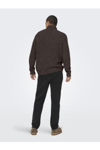 ONLY&SONS ONSJOIN REG LS HIGH NECK KNIT CAMP sequoia/coffee bean