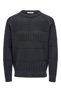 ONLY&SONS ONSALKAN REG CREW KNIT dark grey melange