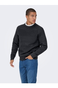 ONLY&SONS ONSALKAN REG CREW KNIT dark grey melange