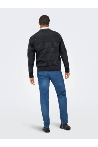 ONLY&SONS ONSALKAN REG CREW KNIT dark grey melange