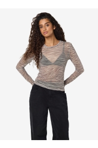 Noisy May NMJUDITH L/S MESH TOP JRS LX chinchilla/morel zebra