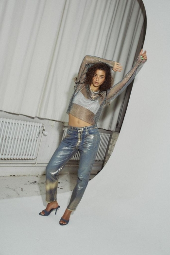 Noisy May NMMONI HW ST ANK GOLDEN COATED JEAN: