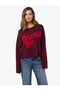 Noisy May NMSHYLA L/S O-NECK KNIT FWD DD windsor wine/racing red dream on