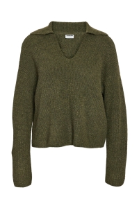 Noisy May NMNELLA L/S POLO WIDE SLEEVE KNIT F: kalamata/melange