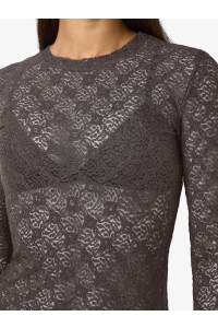 Noisy May NMJUDITH L/S LACE TOP NOOS charcoal gray