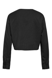 Noisy May NMDALLAS L/S CROP PINSTRIPE SHIRT F: black/white pinstripe