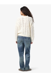 Noisy May NMREBECCA L/S O-NECK CABLE KNIT birch/rebel in navy blazer