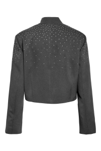 Noisy May NMELLIE RHINESTONE CROPPED JACKET F: dark grey melange