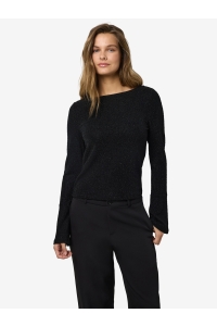 Noisy May NMGILLY L/S BOATNECK BELLSLEEVE TOP: black/black lurex leo