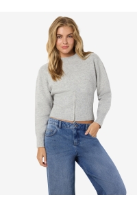 Noisy May NMSLOAN L/S O-NECK ZIP KNIT light grey melange