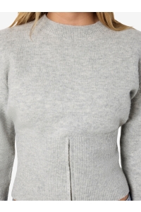Noisy May NMSLOAN L/S O-NECK ZIP KNIT light grey melange