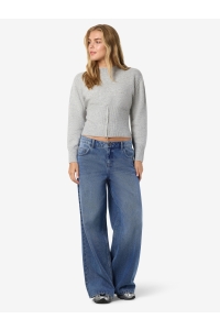 Noisy May NMSLOAN L/S O-NECK ZIP KNIT light grey melange