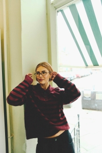 Noisy May NMBROOKE L/S FRILL COLLAR KNIT windsor wine/black